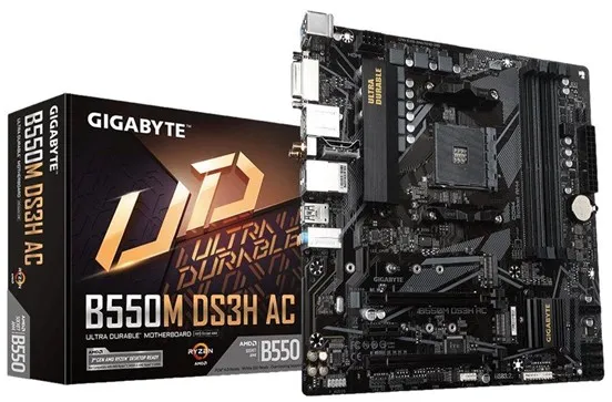 GIGABYTE B550M DS3H AC Hovedkort - AMD B550 - AMD AM4 Socket - DDR4 RAM - Micro-ATX