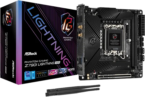 ASRock Z790I PG LIGHTNING WIFI Hovedkort - Intel Z790 - Intel LGA1700-sokkel - DDR5 RAM - Mini-ITX
