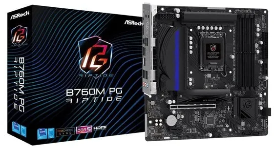 ASRock B760M PG Riptide Hovedkort - Intel B760 - Intel LGA1700 Socket - DDR5 RAM - Micro-ATX