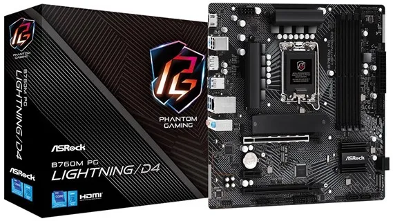 ASRock B760M PG LIGHTNING/D4 Hovedkort - Intel B760 - Intel LGA1700-sokkel - DDR4 RAM - Micro-ATX