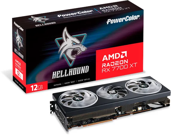 PowerColor Radeon RX 7700 XT Hellhound OC - 12GB GDDR6 VRAM - Skjermkort