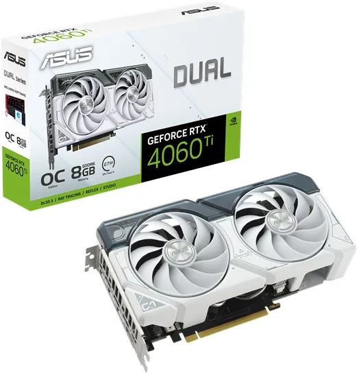 ASUS GeForce RTX 4060 Ti DUAL OC White - 8GB GDDR6 RAM - Skjermkort